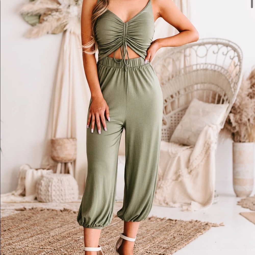 Olive Cut-Out Jumpsuit